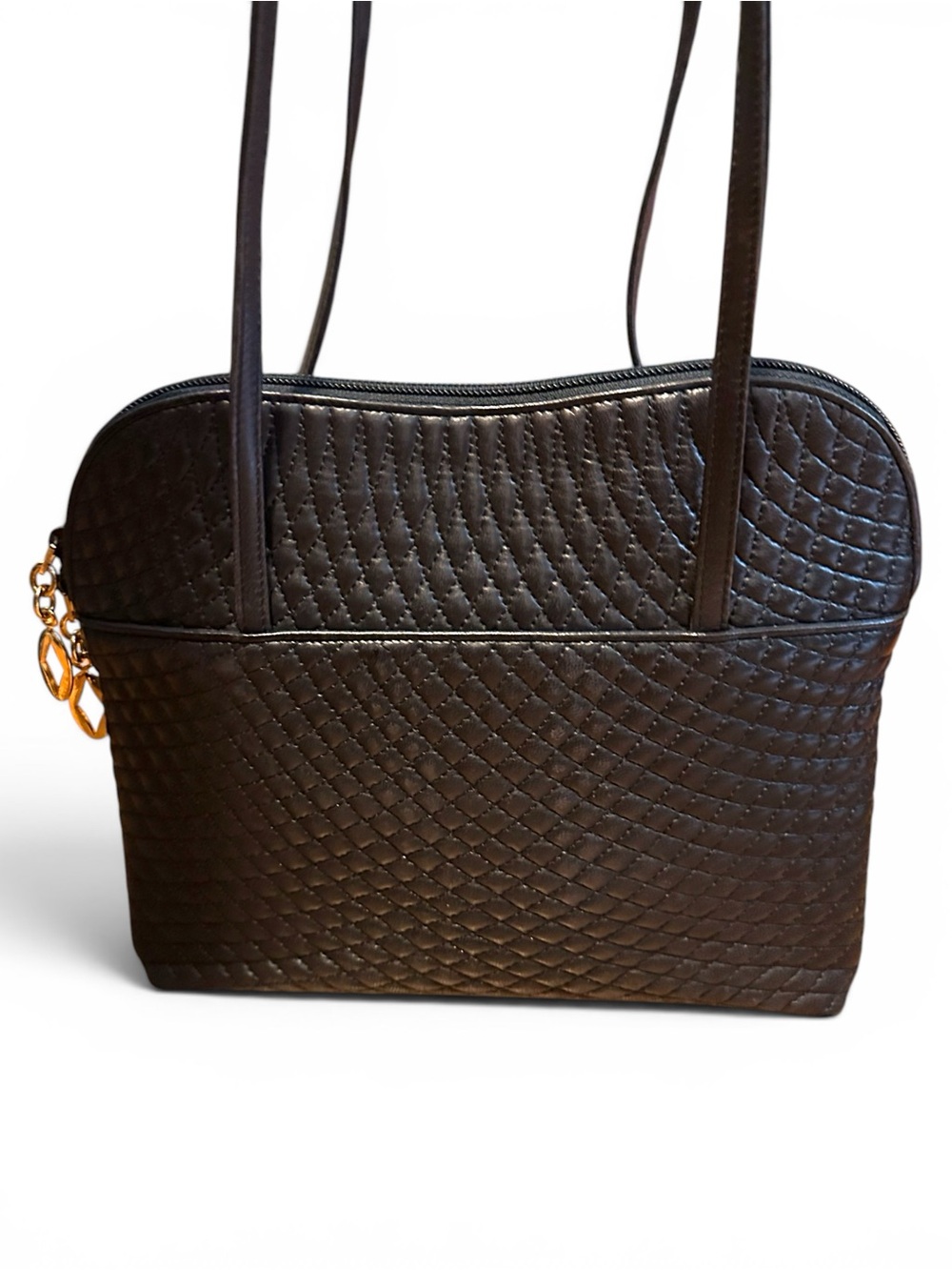 Bally Vintage Quilted Brown Leather Tote (Smaller Size)